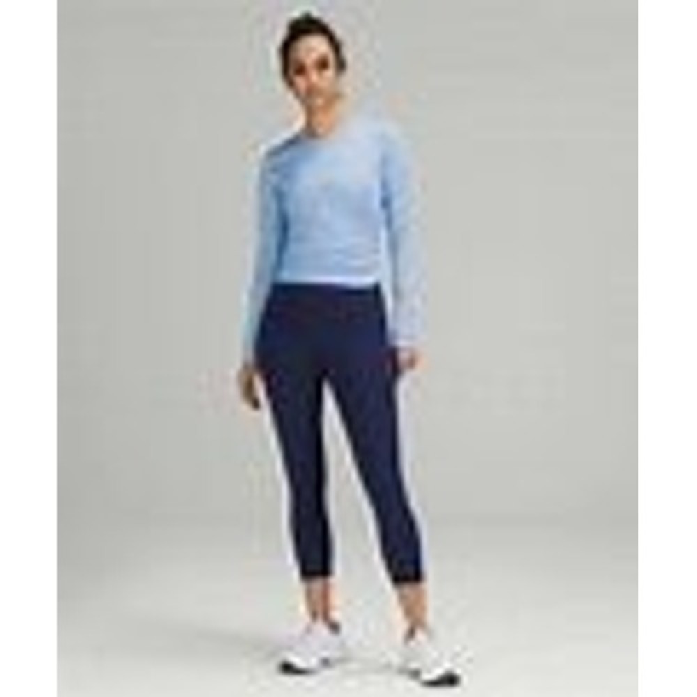 719-Lululemon Swiftly Relaxed Long Sleeve Shirt-Blue Nile / White - Picture 3 of 7